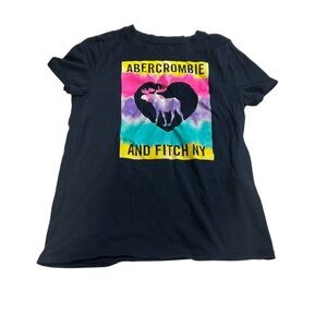 Abercrombie and Fitch Girls Tee Moose Heart Pink Yellow Blue Size 9/10